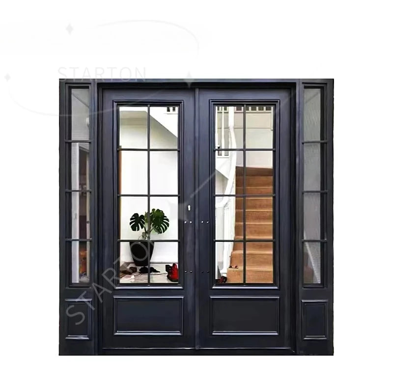 Supplier European New Grill Latest Design Safety Double Entrance Wrought Iron Door