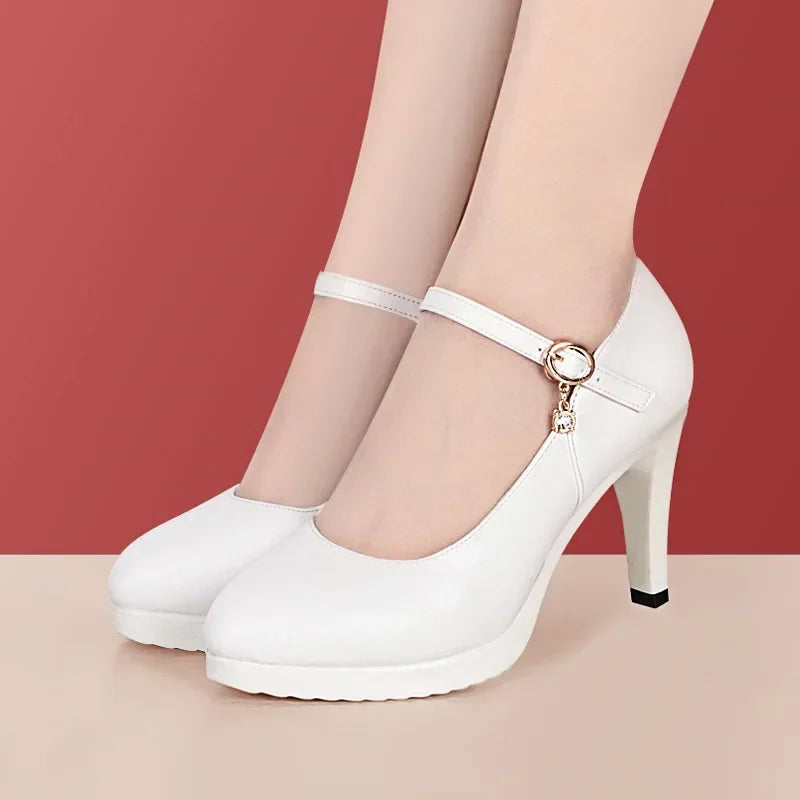 Genuine Leather Platform Pumps Shoe