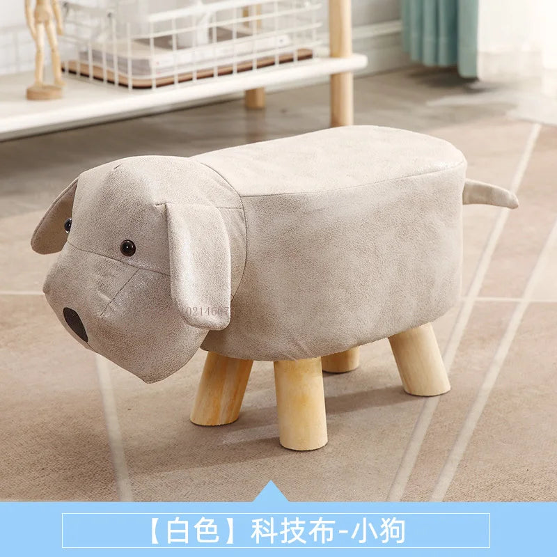 Real Wood Low Stools Creative Animal Elephant Cartoon Family Change Shoe taburete Small Stool ottomans Lovely pouf
