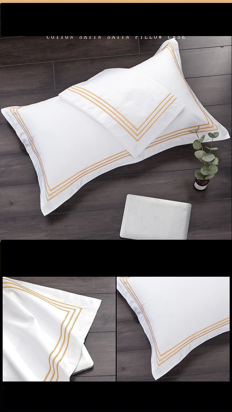 1pc Luxury 100% Egyptian Cotton Embroidery 5 stars Hotel Pillowcases