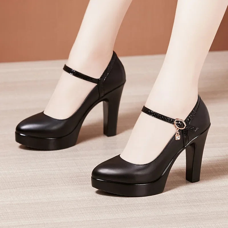 Patent Leather Shoes Women High Heels Mary Janes Platform Pumps