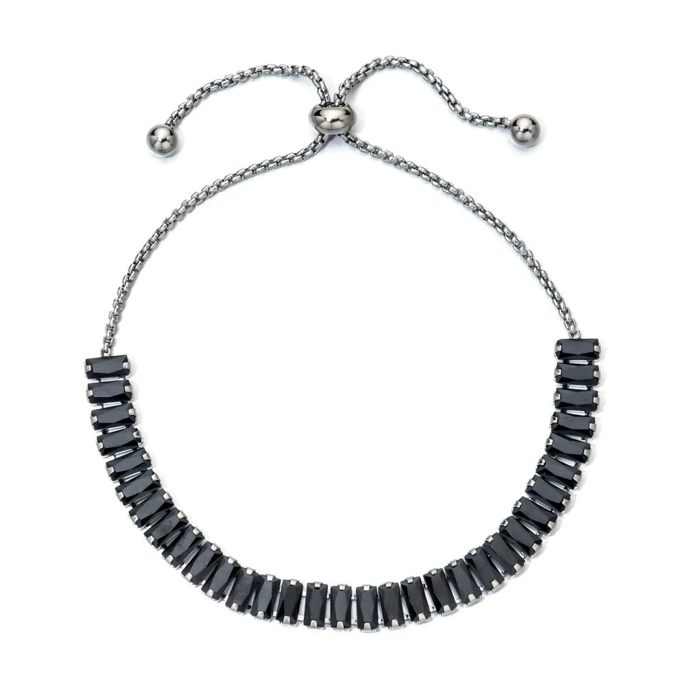Women's Adjustable CZ Bracelet - Sparkling Zirconia Chain, Shines on Hypoallergenic Stainless Steel, Dazzling Everyday Jewelry