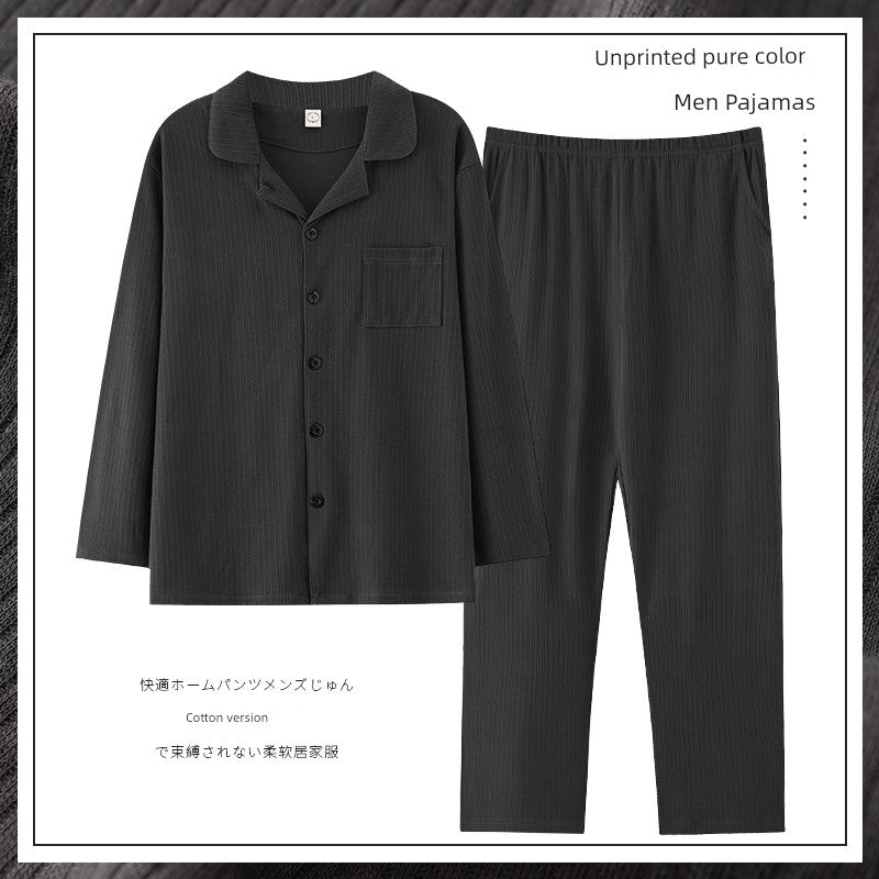 Cotton Couple Pajamas for Men and Women Spring and Autumn Pure Cotton Thin Plaid Long Sleeves Plus Size Outerwear