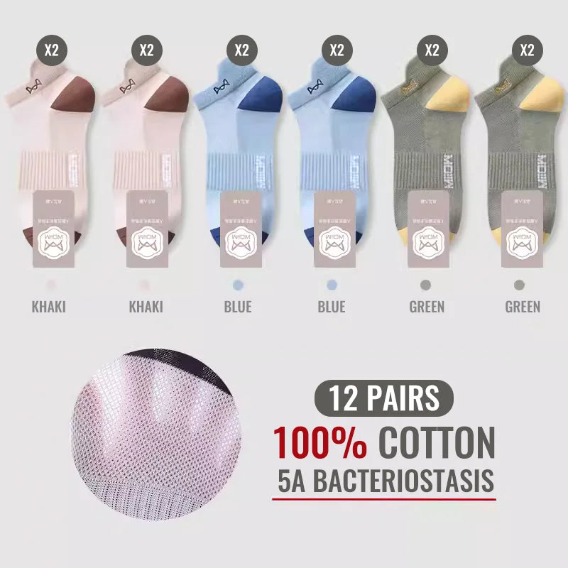 100% Pure Cotton Men Short Socks Set Lycra Band Ear-lifting Heel Protection Deodorant Antibacterial Sports Ankle Sock
