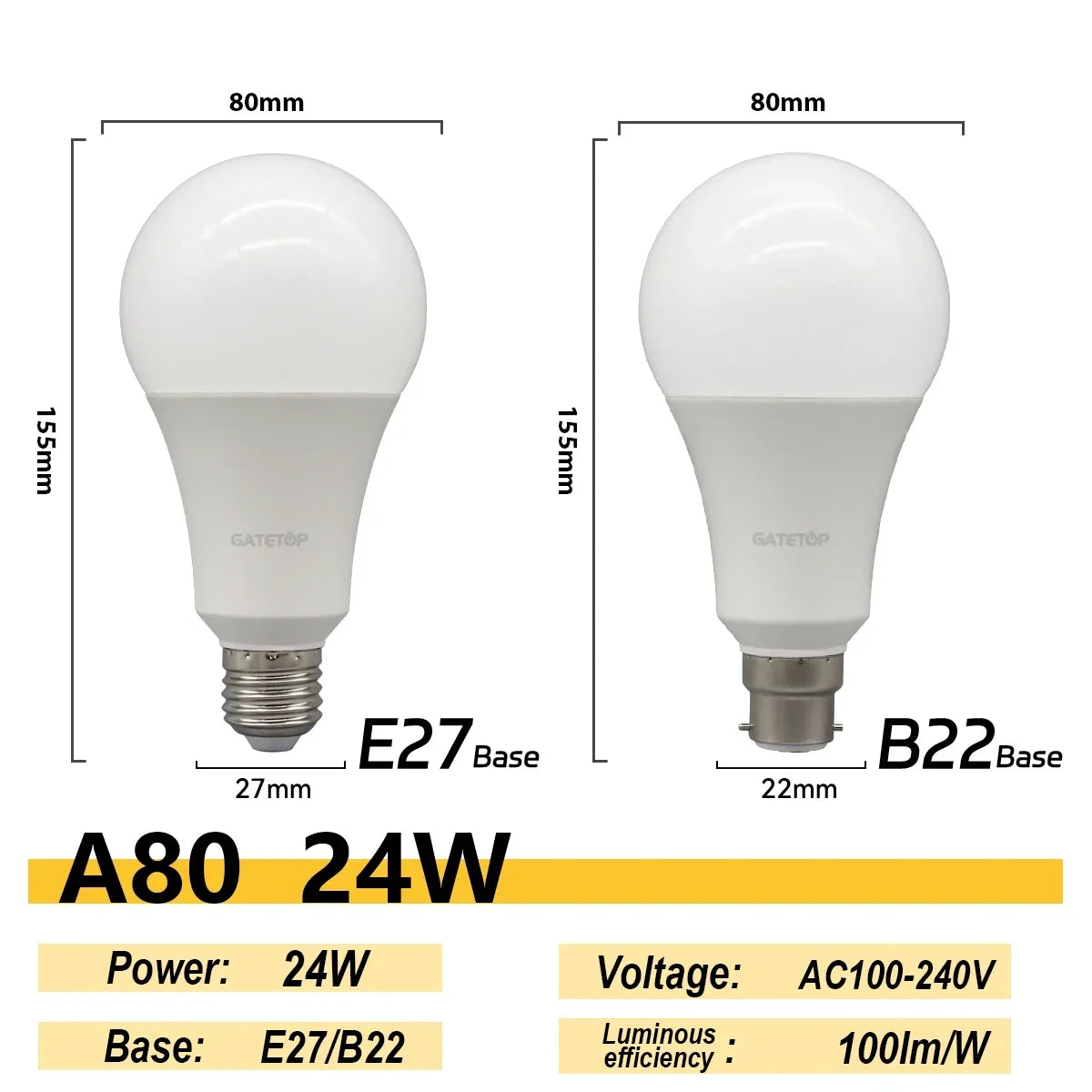 2PCS 24W 20W 18W 15W Bulb Hight Lumen E27 B22 Base Led Lamps AC220V 230V 110V Light Lamps for Home
