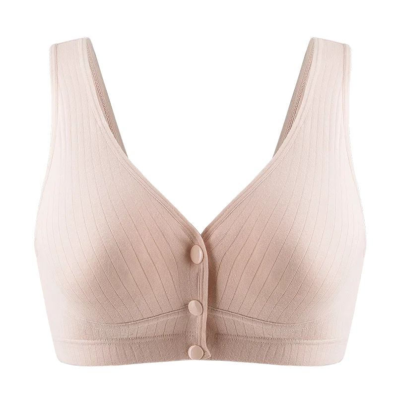 Pregnant  Nursing Bra Cotton Wirefree Breastfeeding Bra Women Seamless Maternity Plus Size Underwear Front Buckle  Open Cup Bras