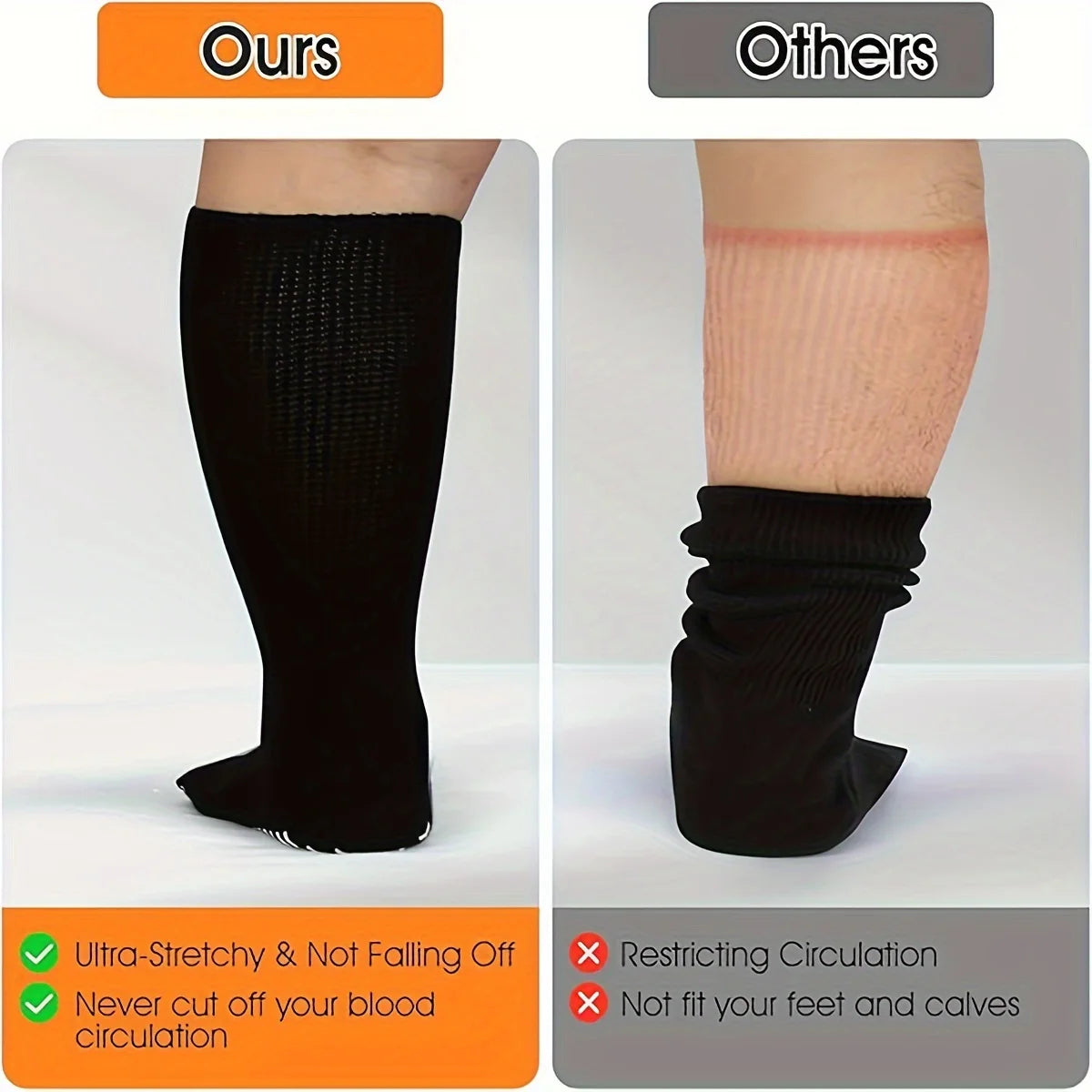 Extra Wide Socks for Swollen Feet,Soft Stretchy Senior Diabetic Socks Men's & Women's Non-slip