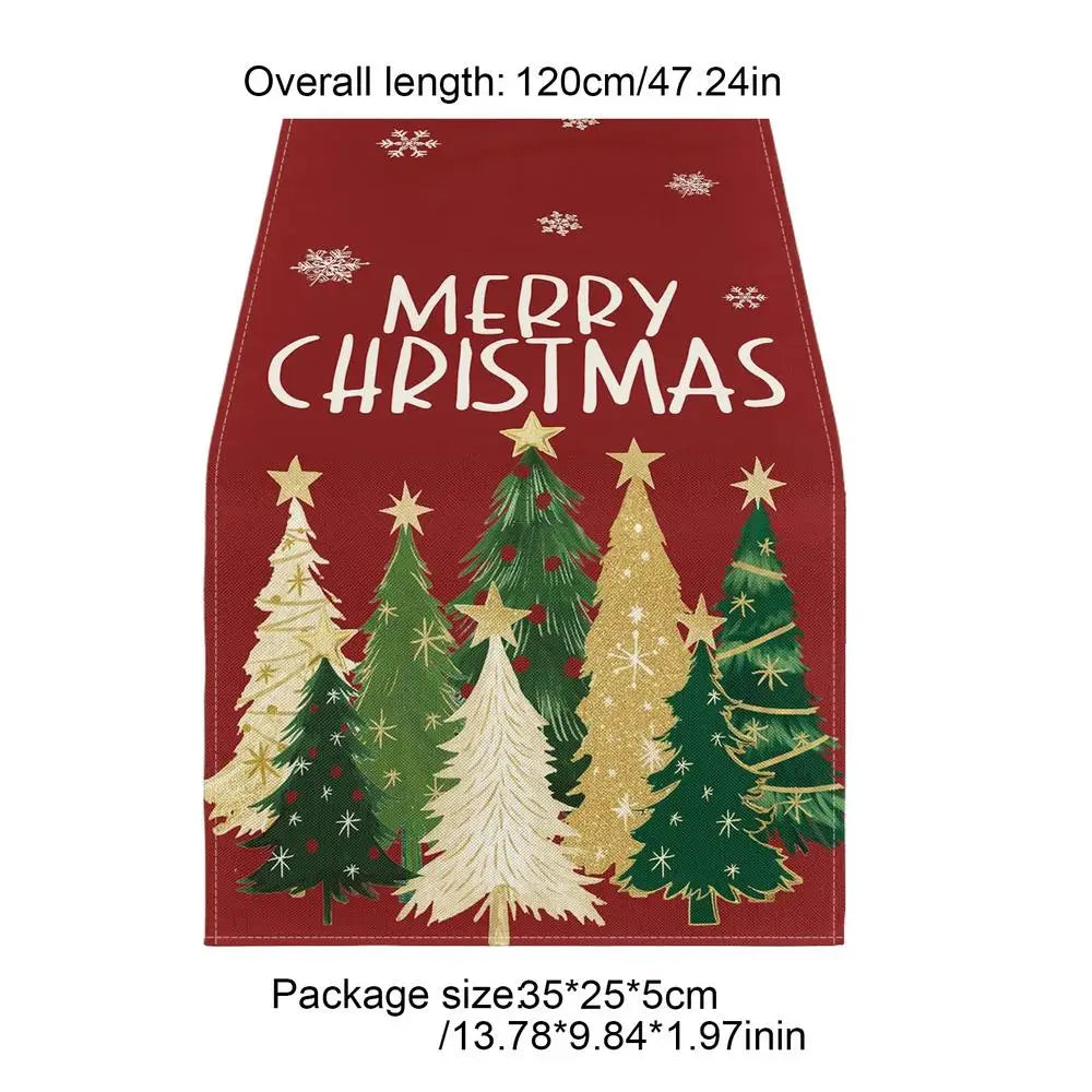 Christmas Table Cover Runner Holiday Tablecloth Linen Rectangular Farmhouse