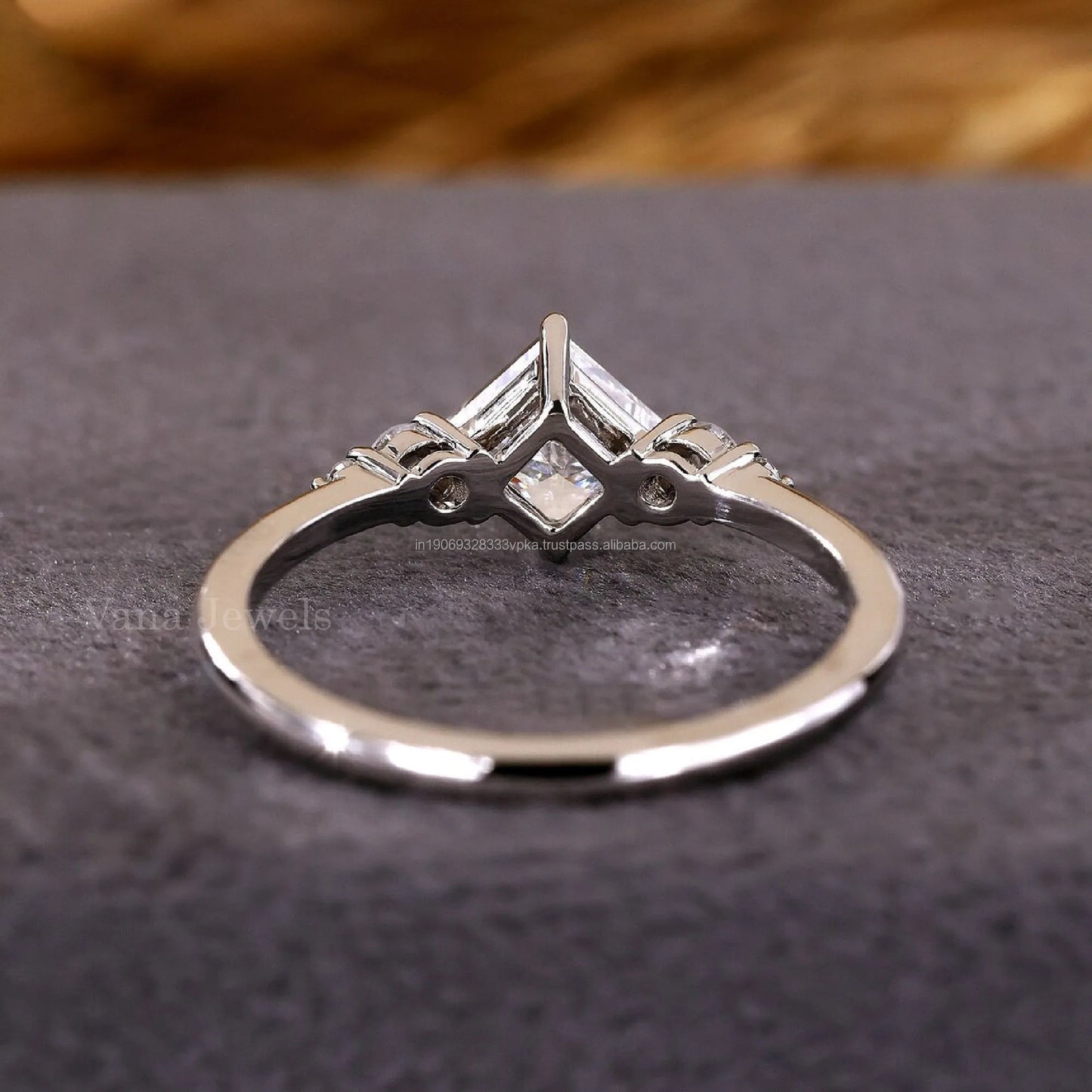 Eco-Friendly Princess Cut Lab Grown Diamond 14K Solid Gold Engagement Ring Proposal Gift Vana Jewels Trendy IGI Certification