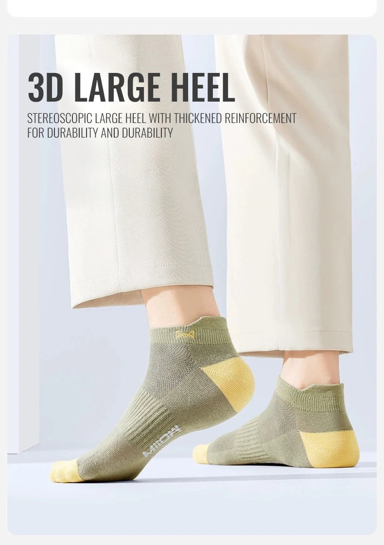 100% Pure Cotton Men Short Socks Set Lycra Band Ear-lifting Heel Protection Deodorant Antibacterial Sports Ankle Sock