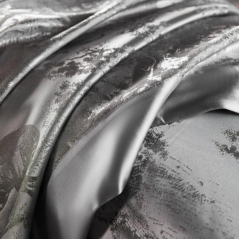 4/6Pcs Luxury Beige Gold Brocade Jacquard Egyptian Cotton Bedding Set Duvet Cover Flat/Fitted Bed Sheet Pillowcases