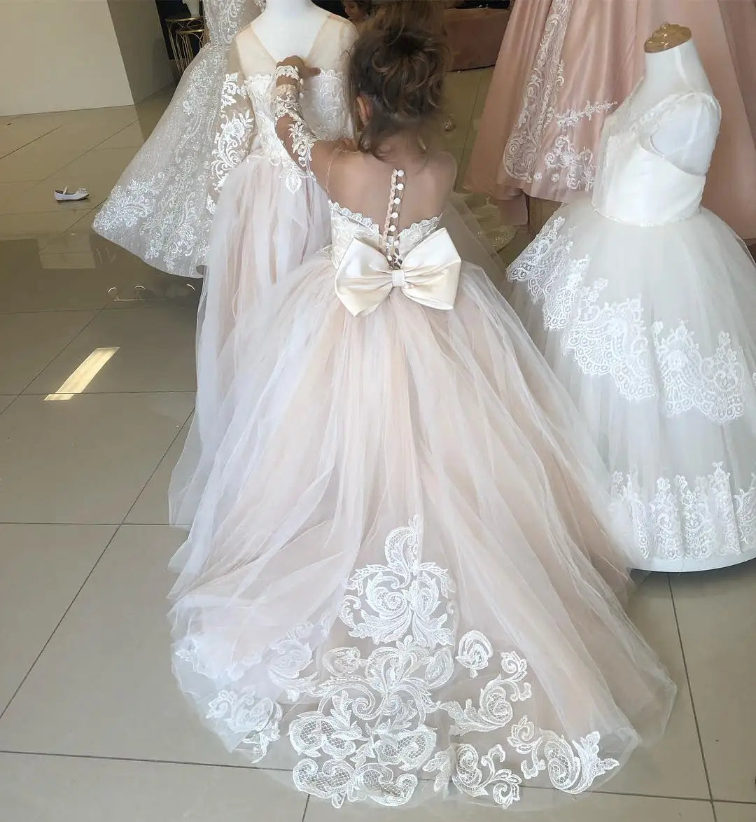 Lace Tulle Princess Flower Girl Dress