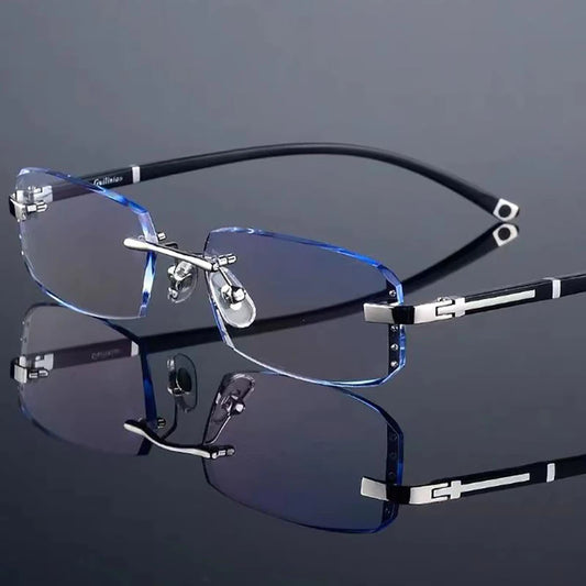 Frameless HD Anti Blue Anti Fatigue Presbyopia Men's Reading Clear Glasses +1.0~+4.0
