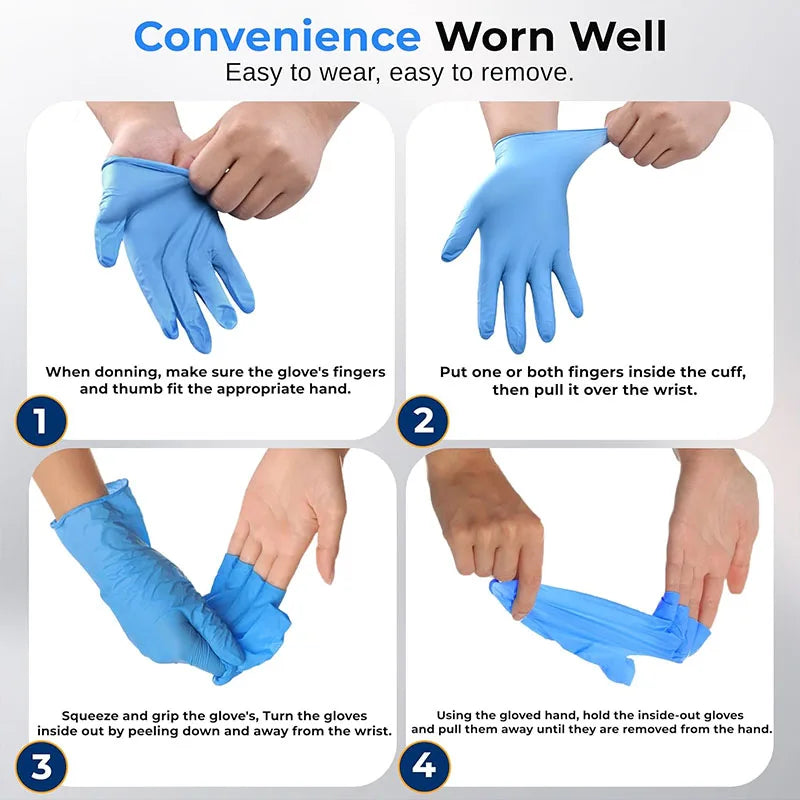 10-100PCS Blue Nitrile Gloves Disposable Cleaning Gloves for Kitchen Dishwashing Waterproof Latex Free Powder Free Work Glove