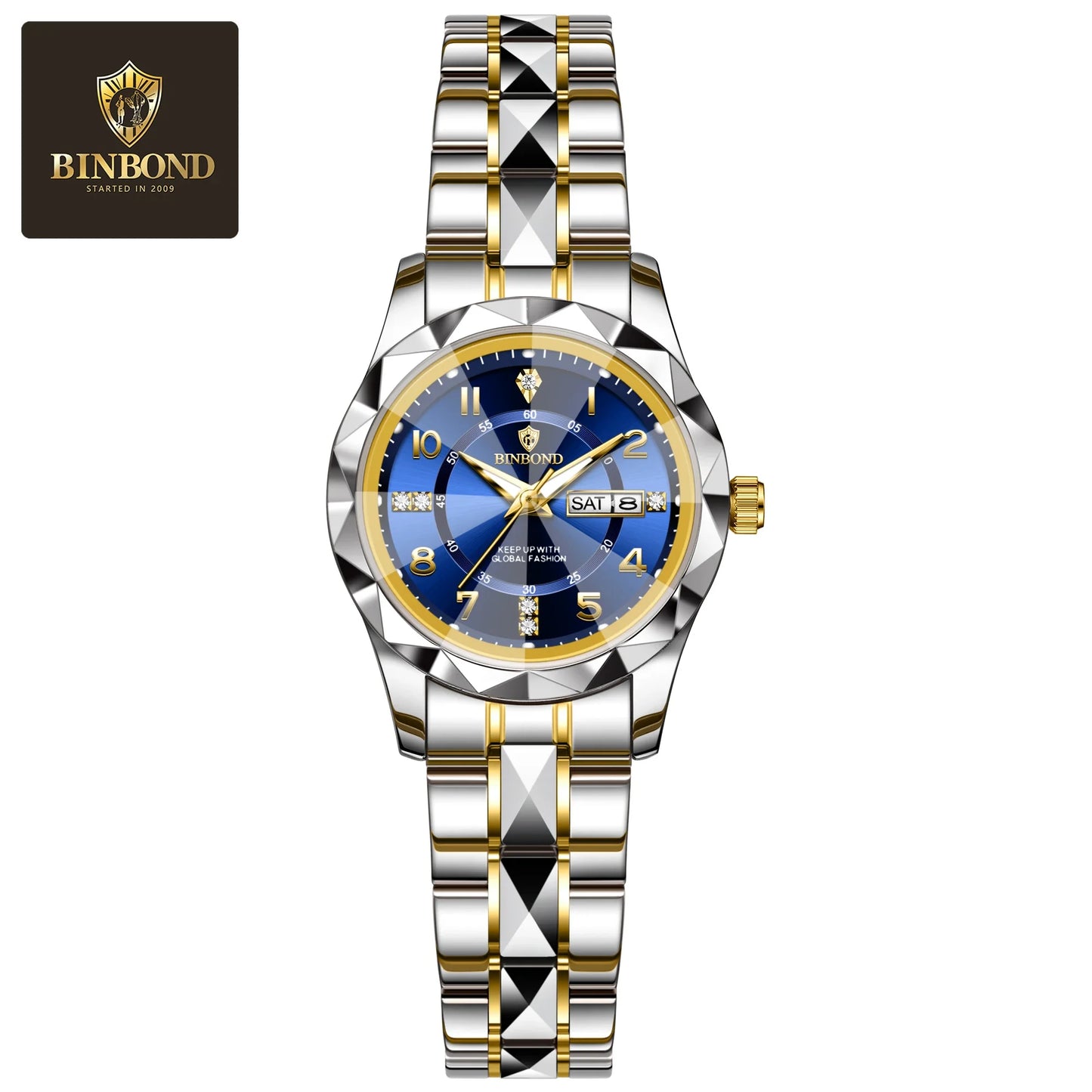 BINBOND Women Quartz Luxury Watch Waterproof with Week/ Date/ Clock
