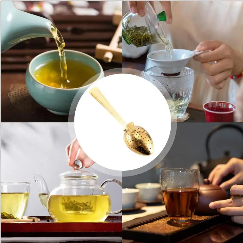 Stainless steel tea diffuser Round egg clip with Long Handle Tea Strainer Spoon Fine pore spacer for filtering tea and coffee