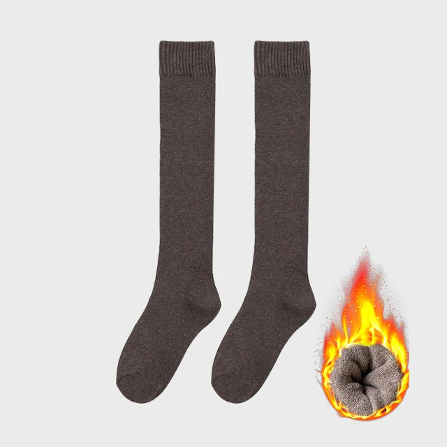Women's Winter Warm Long Stockings Thick Thermal Cotton Terry Solid Breathable Knee High Socks