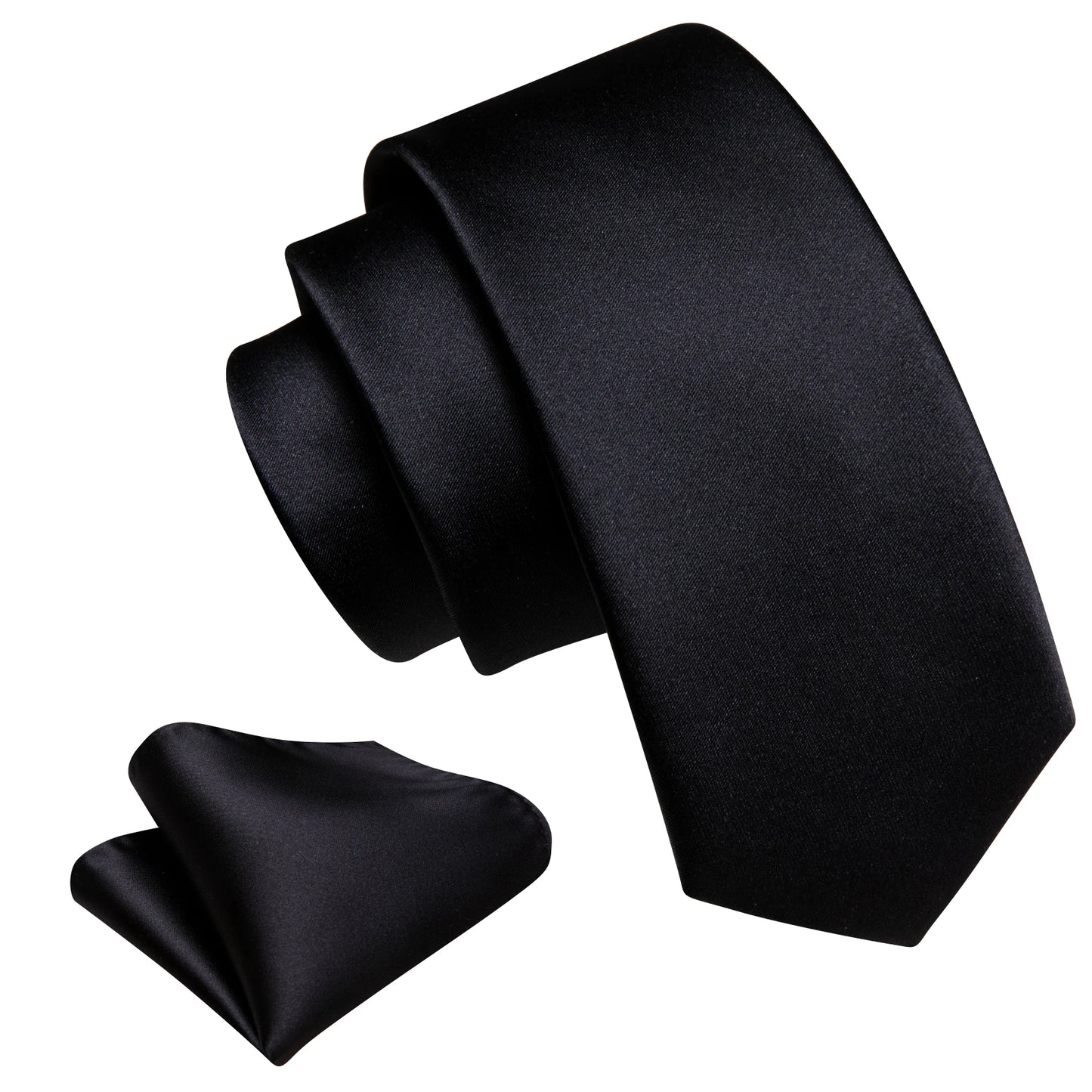 Business Black Silk Ties For Men Classic Solid High Quality Woven Pocket Square Cufflinks Sets Party Formal Designer Barry Wang