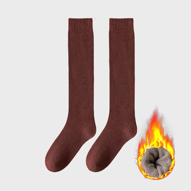 Women's Winter Warm Long Stockings Thick Thermal Cotton Terry Solid Breathable Knee High Socks