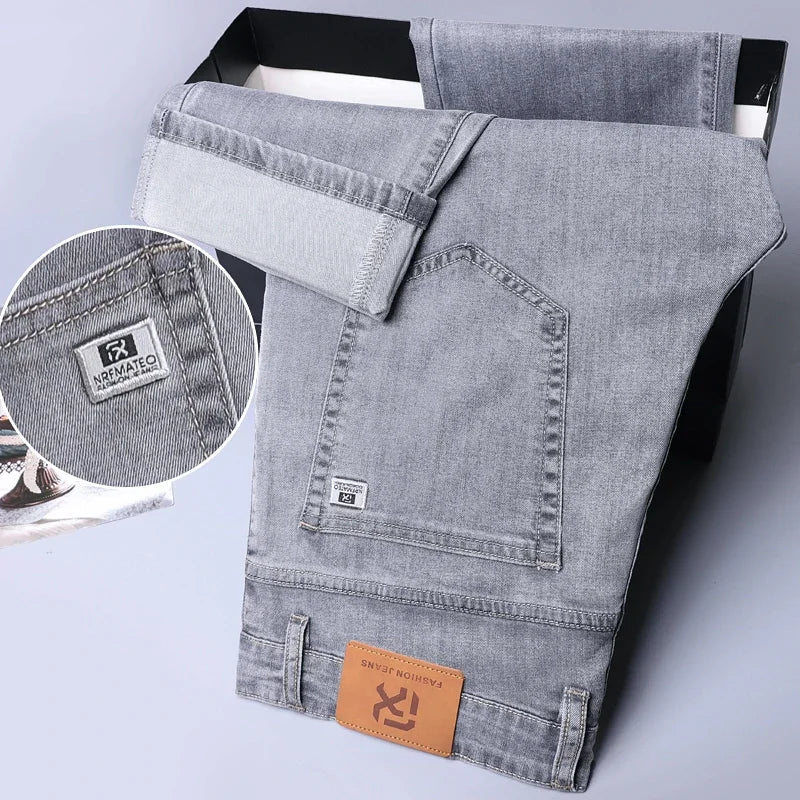 Soft Men's Baggy Jeans Thin Summer Breathable Straight Pants