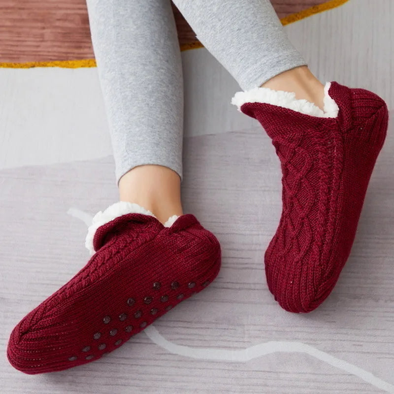 Thickened Thermal Winter Women/Men Cotton Slipper Socks Non Slip Fluffy