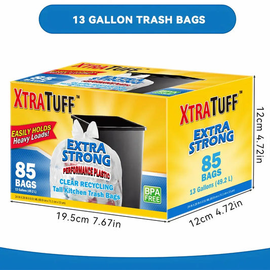 13-Gallon Puncture-Tear Resistant Lemo Fresh Clean Scented Drawstring Trash Bags Boxed Disposable Bag Household Trash Bags