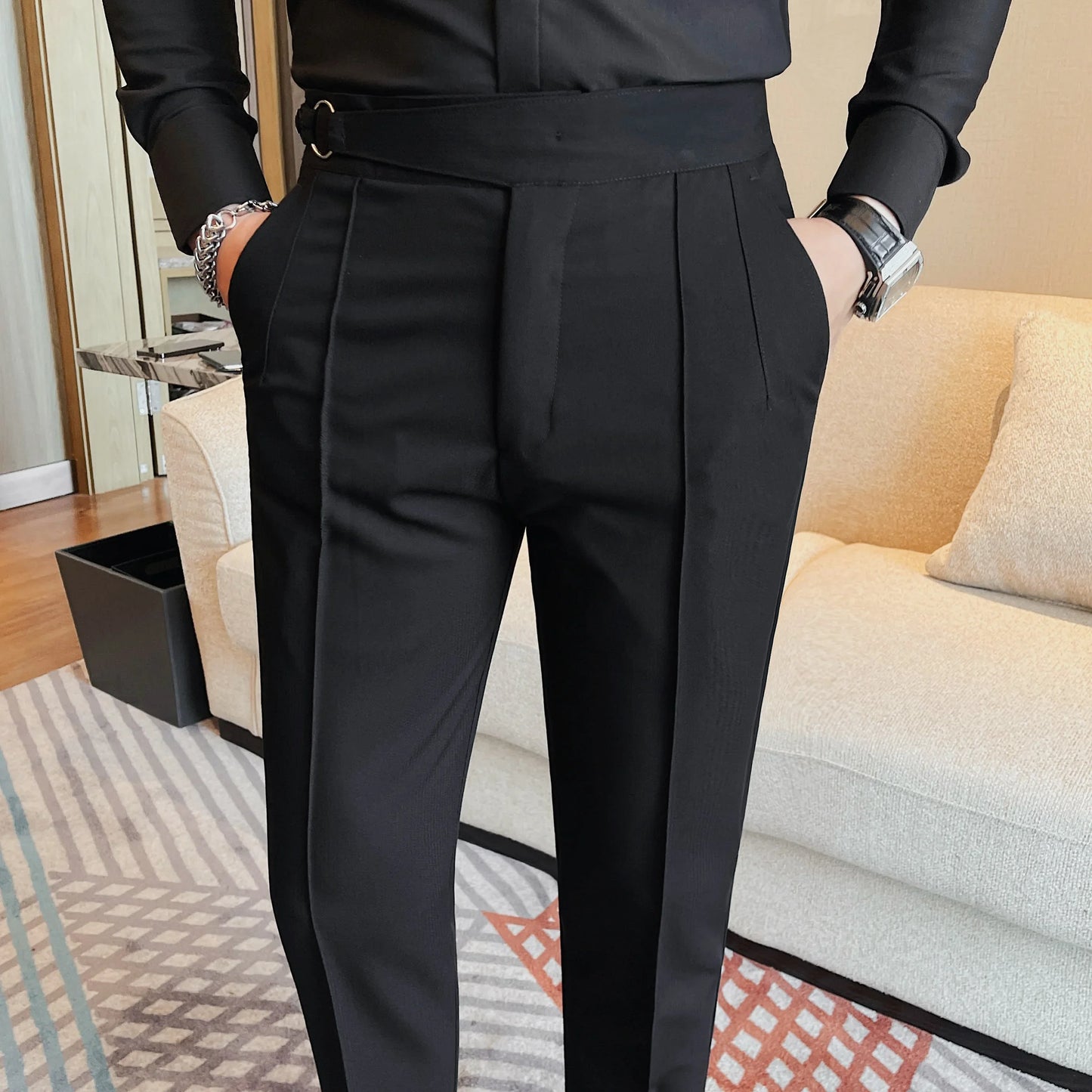 Men's High Waist Suit Pants