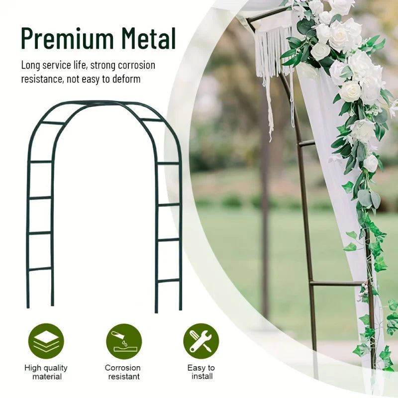 1pc Metal Garden Arch100Inch Large Heavy Duty Steel Frame Gothic Wedding Flower Stand Lawn Climbing Frame