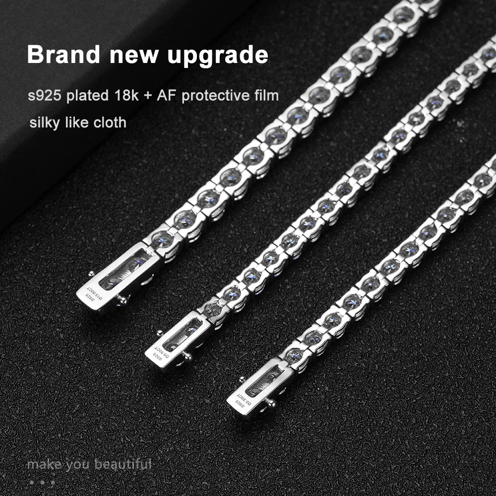 Moissanite Tennis Bracelet Women Man 925 Sterling Silver Plated 18k White Gold with GRA