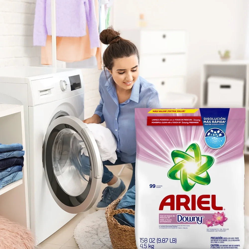 Powder Laundry Detergent with Downy Freshness 4.5KG 99 Loads Stain Removal Fabric Softener Long Lasting Freshness Color