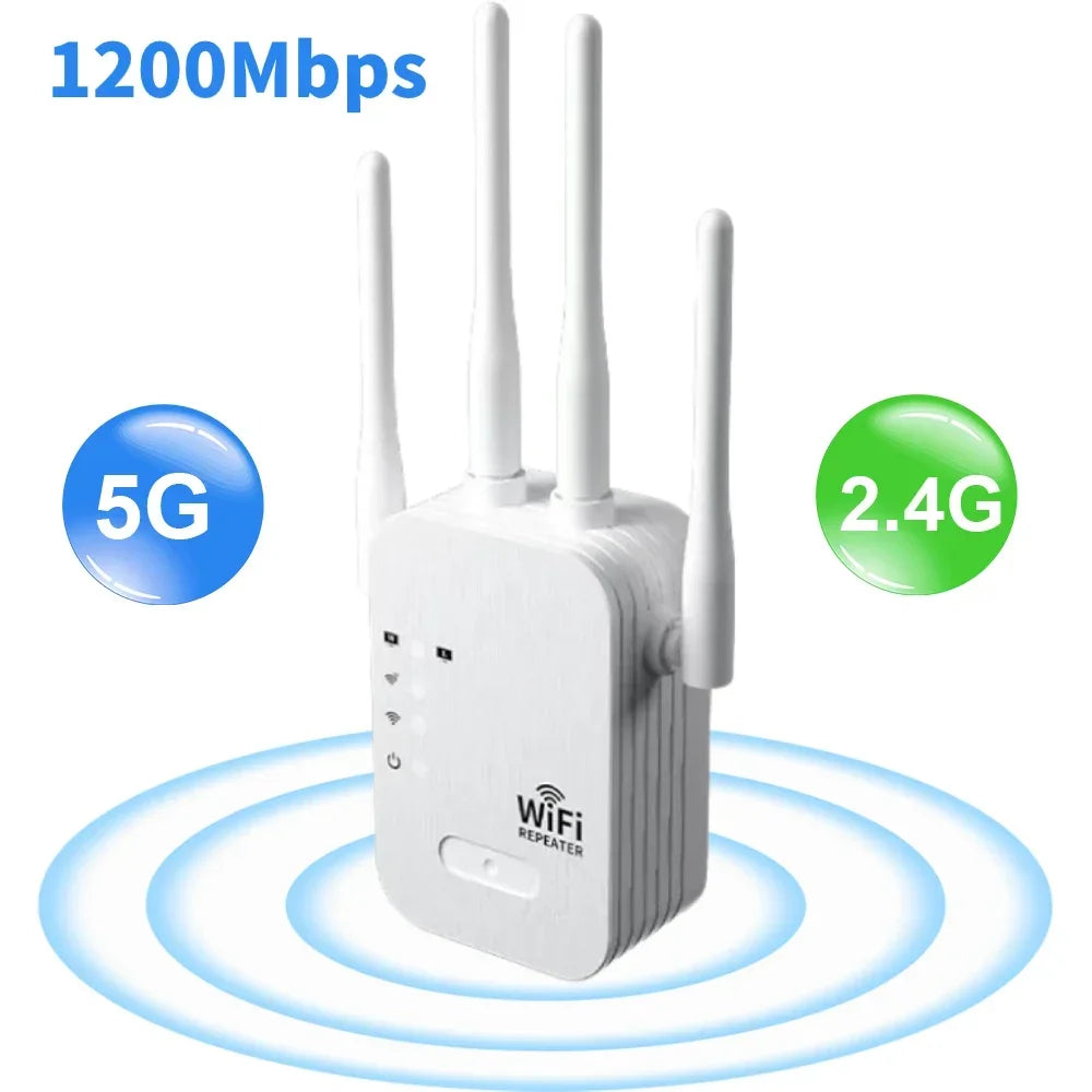 5G 2.4G Dual-band 300Mbps 1200Mbps WiFi Repeater Wireless Extender WiFi Booster Network Amplifier Long Range Signal WiFi Router