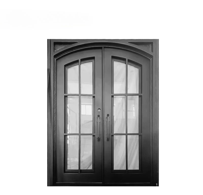 Supplier European New Grill Latest Design Safety Double Entrance Wrought Iron Door