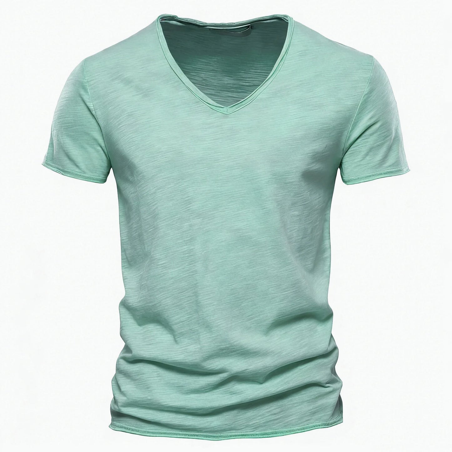 S-5XL 100% Cotton Men's T-Shirts Fashion Design V-neck Casual Slim Fit