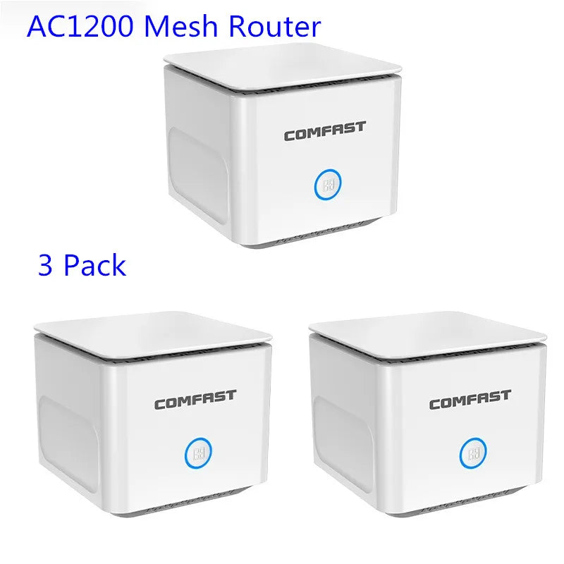 Comfast AC1200 Mesh WiFi System Whole Home Coverage Gigabit Wi-Fi Router Range Extender 4*5dbi Antena Mesh Network Booster 3Pack