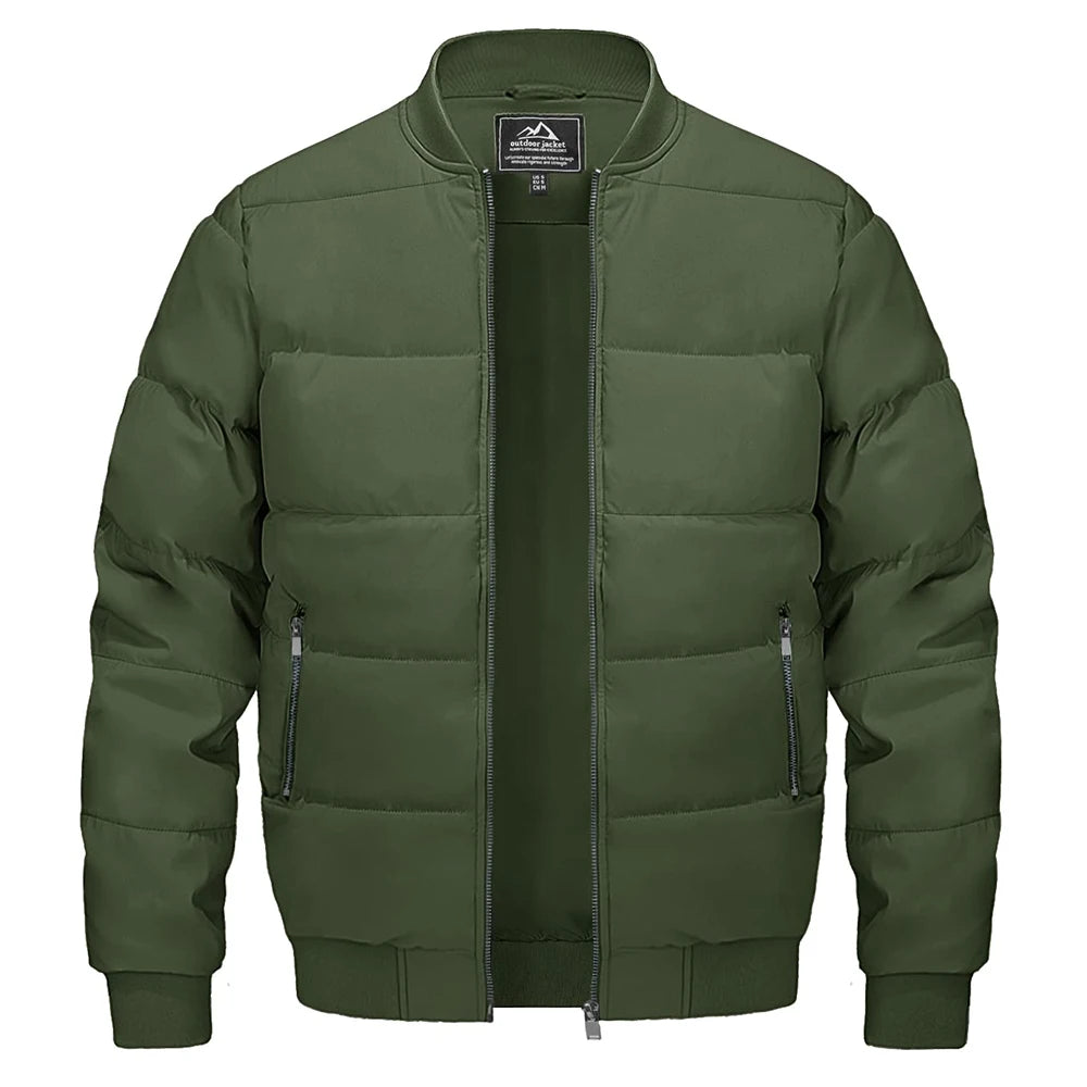 Men's Thermal Bomber Jackets Fall Winter Windproof Baseball Coat Full Zip
