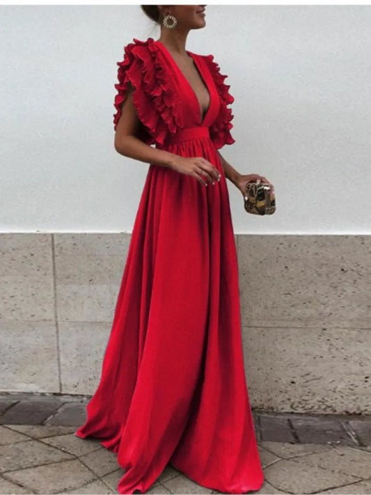 Elegant Sexy V-neck Backless Dress