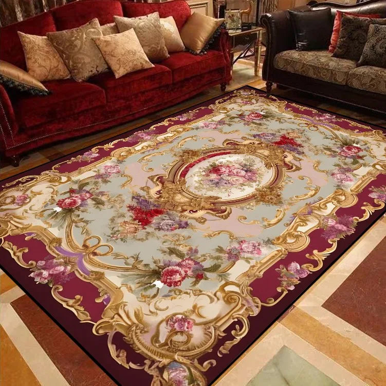 Luxury European Floral Carpets for Living Room Bedroom Carpet Home Floor Mat