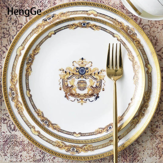 European Ancient Greece Elegant Pattern Ceramic Dinner Plates