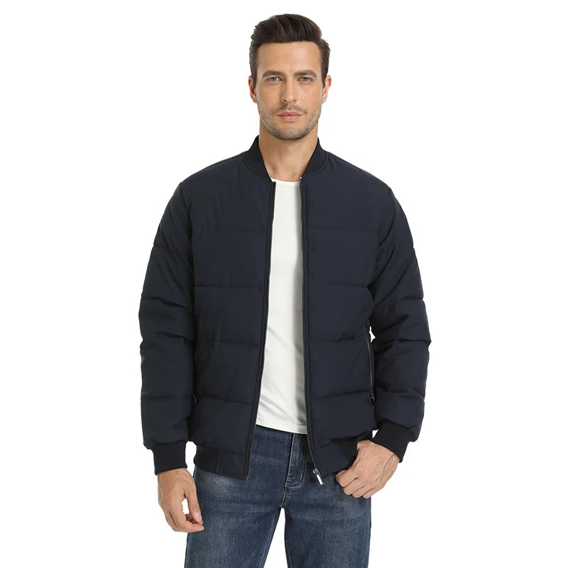 Men's Thermal Bomber Jackets Fall Winter Windproof Baseball Coat Full Zip