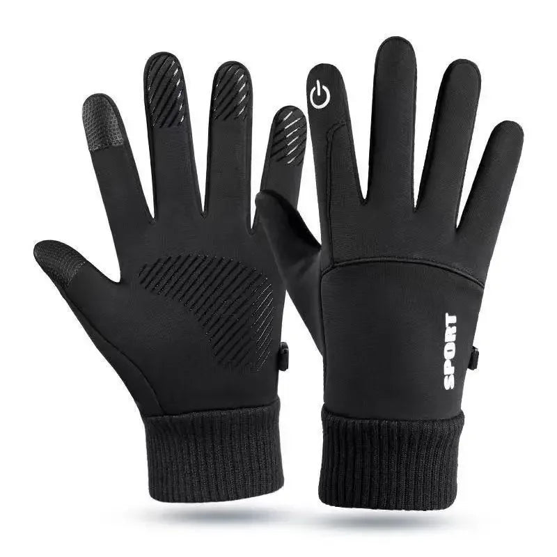 Autumn Winter Warm Full Finger Gloves Fashionable Outdoor Sports Touch Screen Anti Cold Non-slip Velvet Gloves