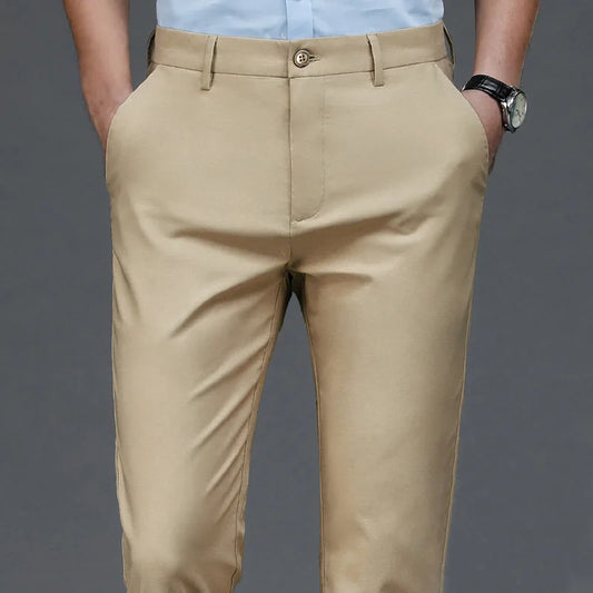 Summer Thin Smooth Ice Silk Stretch Men's Pants Casual Elastic Waist
