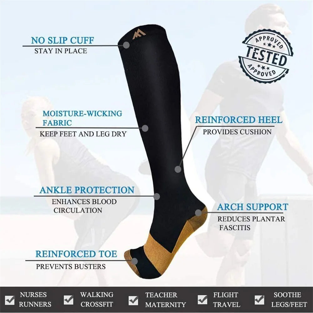 4 Pair Compression Stockings Men Women Socks Fit Pregnancy Edema Varicose Veins Hiking Running Flight Marathon Sports Socks