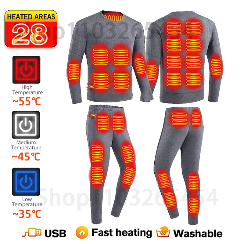 52 Areas Heated Underwear Winter Thermal Women Men Heating Jacket Winter Accessories USB Electric Heating Clothes