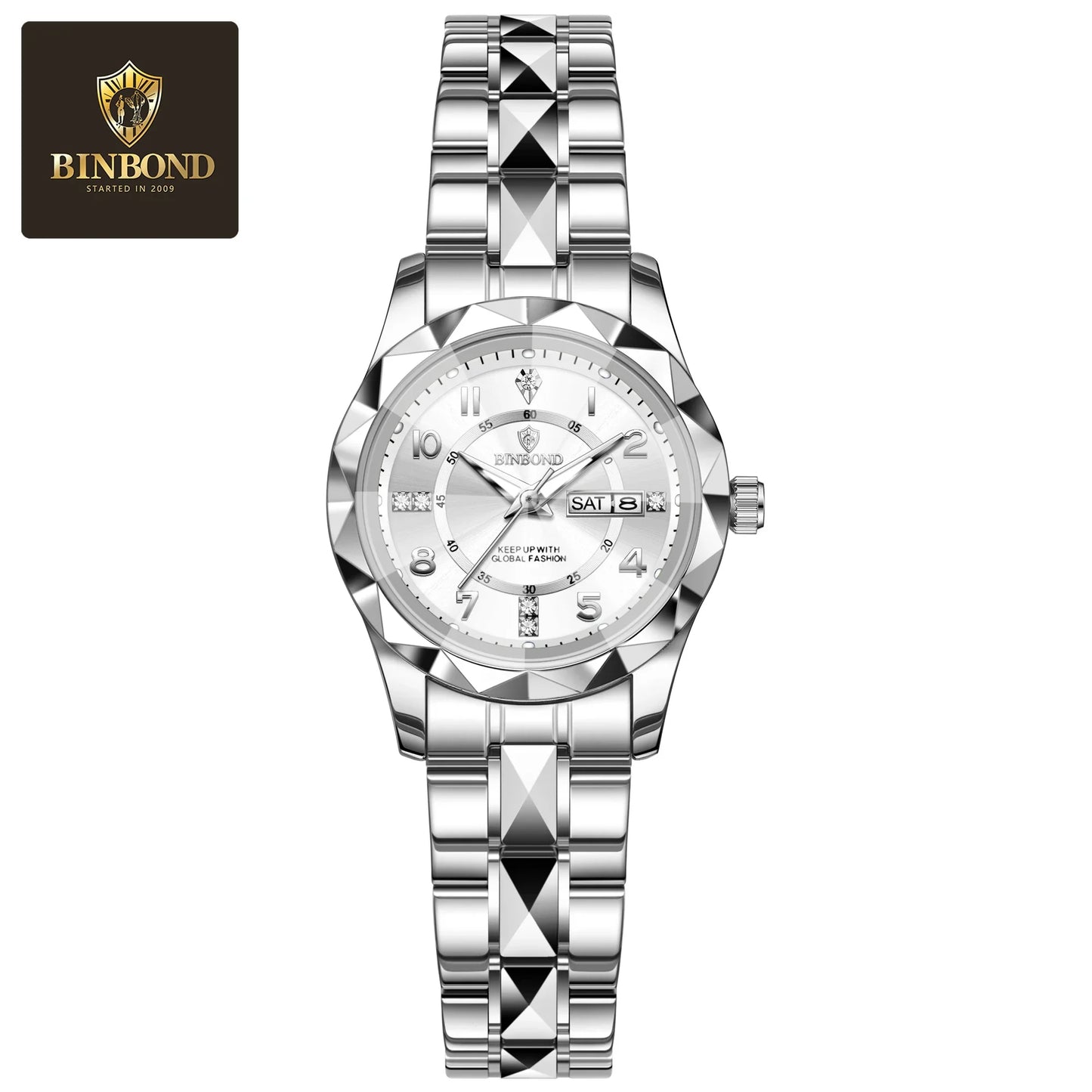 BINBOND Women Quartz Luxury Watch Waterproof with Week/ Date/ Clock