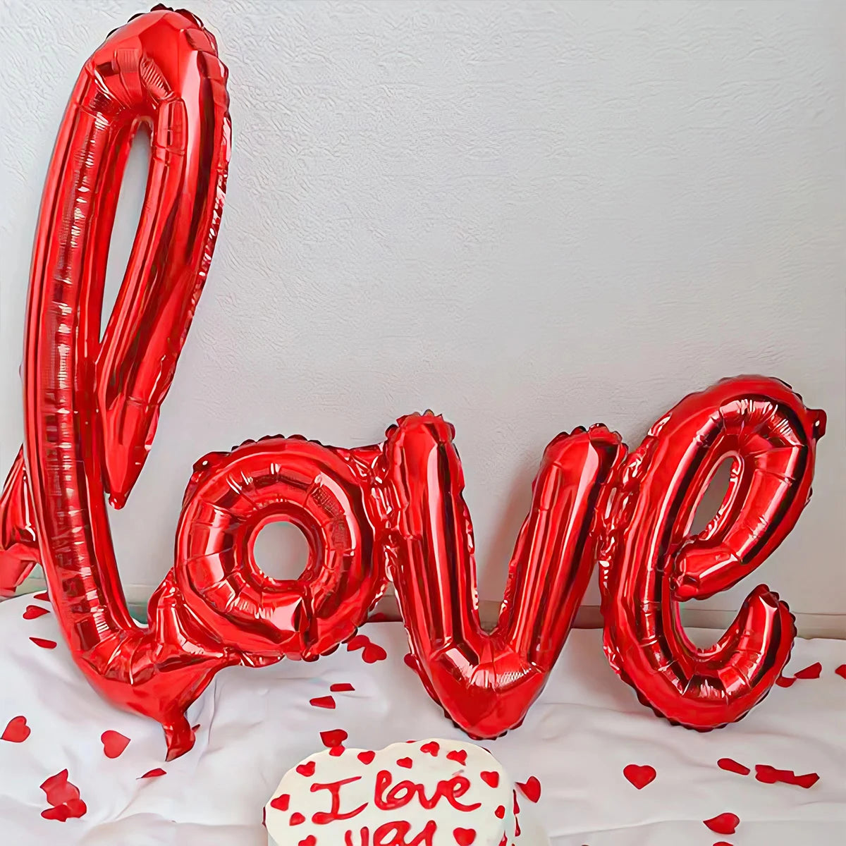 407pcs red "love" letter balloon set, 18-inch heart-shaped balloon rose petals