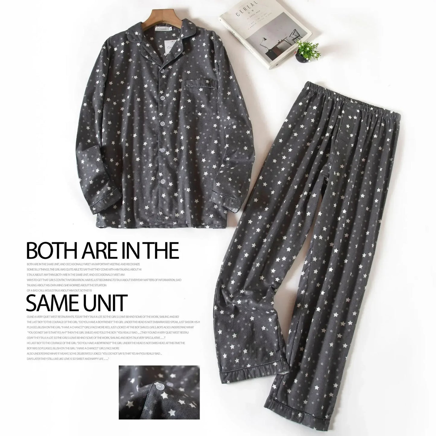 Plaid Design Multi Colors Warm Cotton Flannel Long-sleeved Trousers Pajamas Set for Men