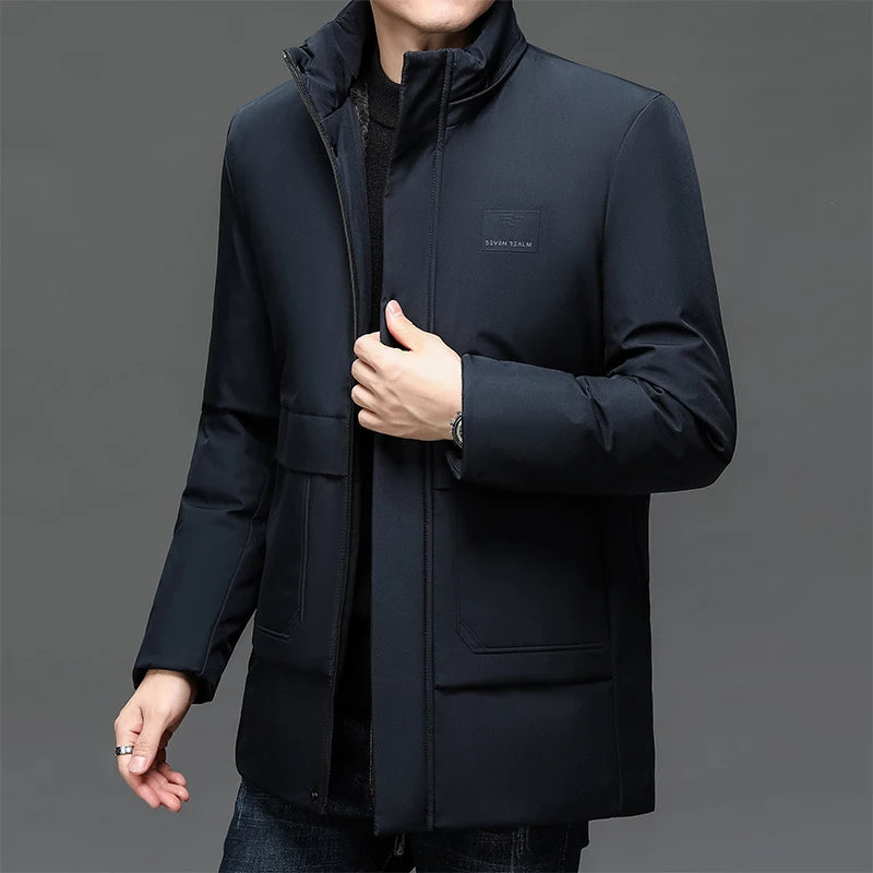 Men's Winter Warm Parkas Jacket Coat w/ Hat Waterproof Thick Fleece