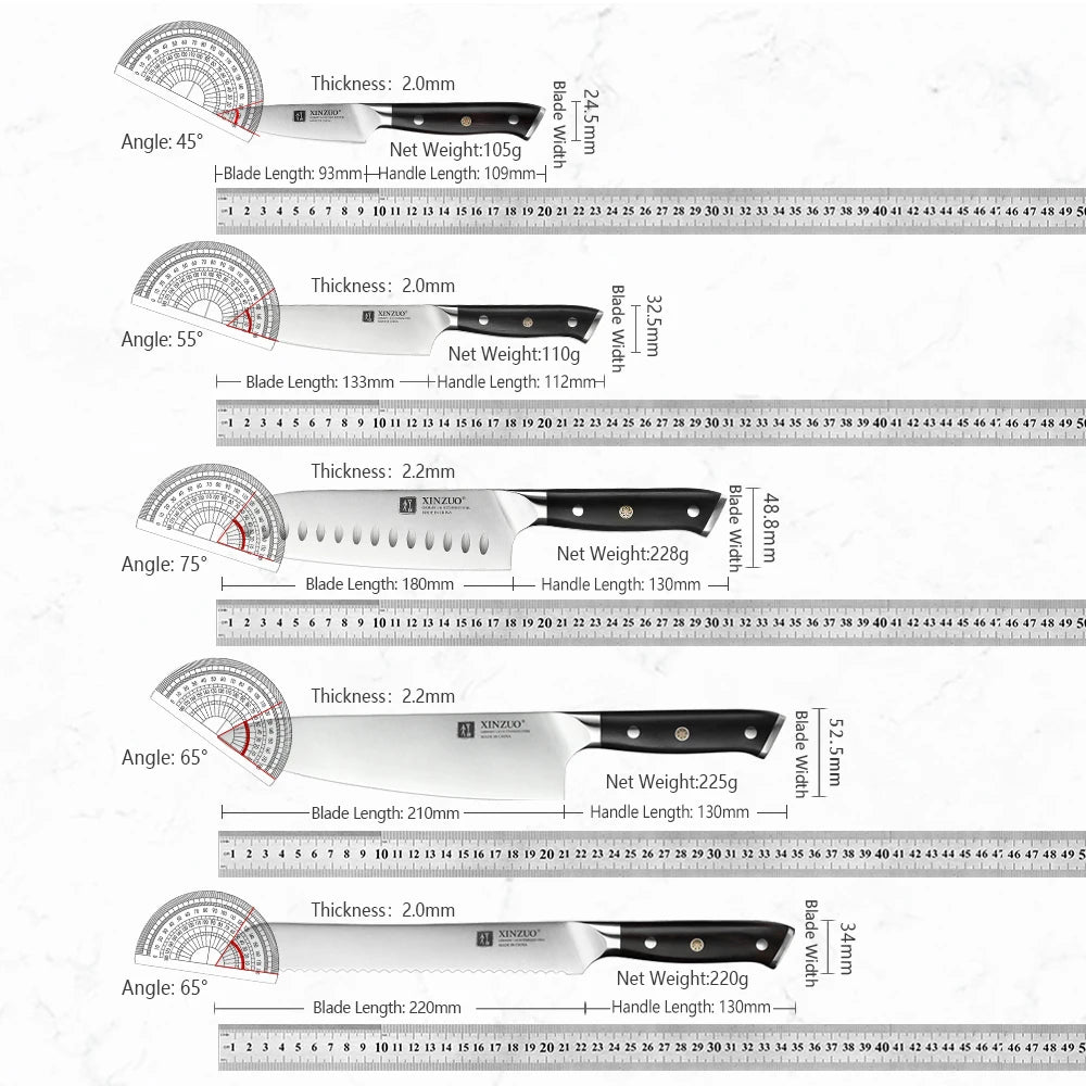 5 PCS Kitchen Knives Set German