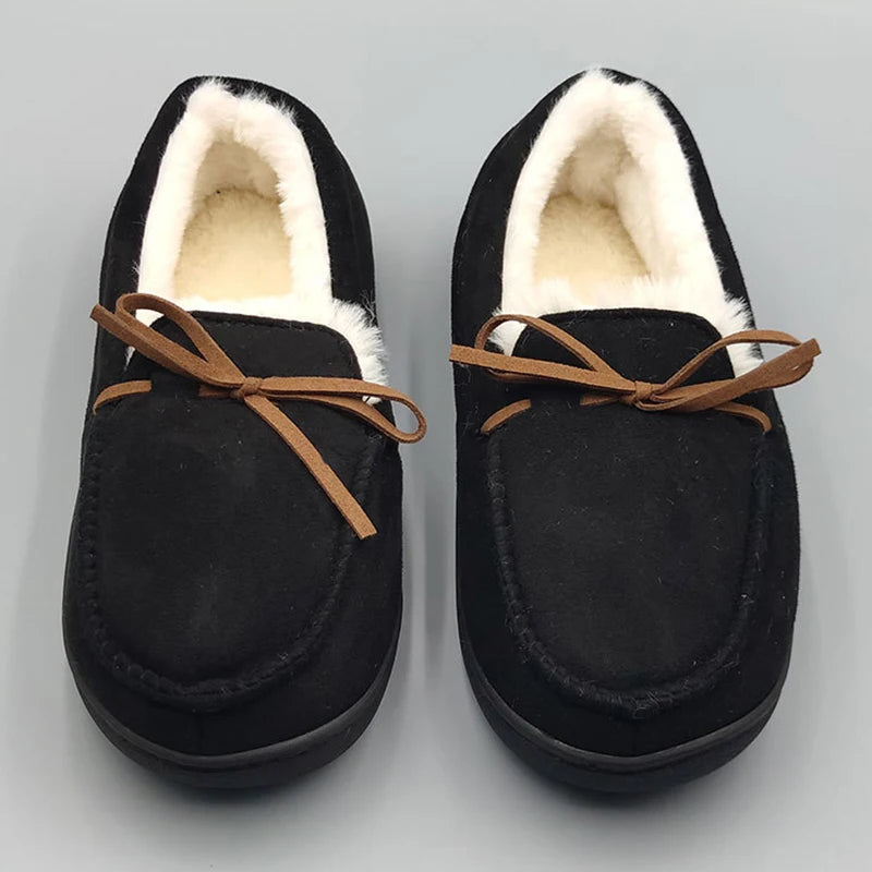 Women Winter Warm Plush Comfortable Soft Sole Cotton Shoes Slip On Non Slip