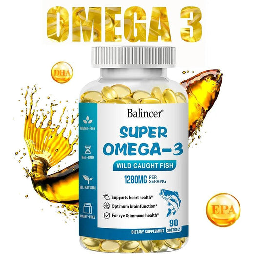 OMEGA 3 Fish Oil Supplement - Rich in EPA & DHA, Supports Brain Health, Heart - Immune System, Eyes, Skin, 90 Capsules